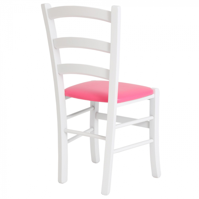 Scaun Paesana, cadru fag, culoare alb, material piele ecologica roz [2]