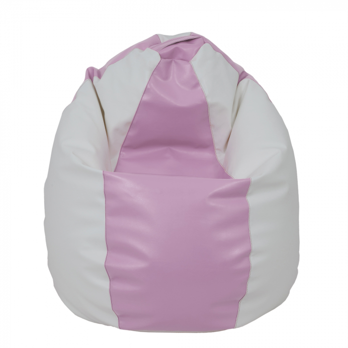 Mara - fotoliu puff - imitatie piele - mov/ alb [2]