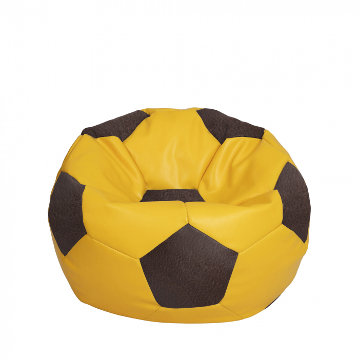 Mondo Ball - fotoliu puf - imitatie piele - galben/maro [1]