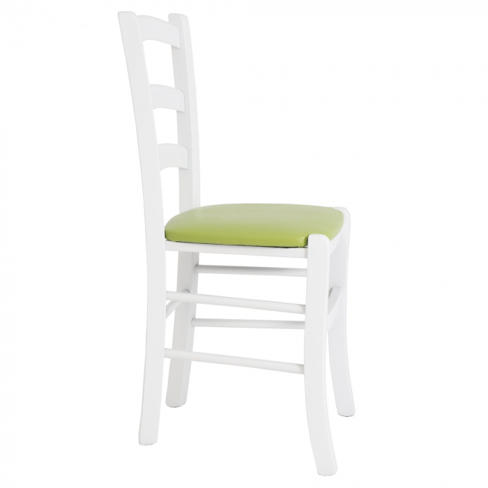 Scaun Paesana, cadru fag, culoare alb, material piele ecologica verde [2]