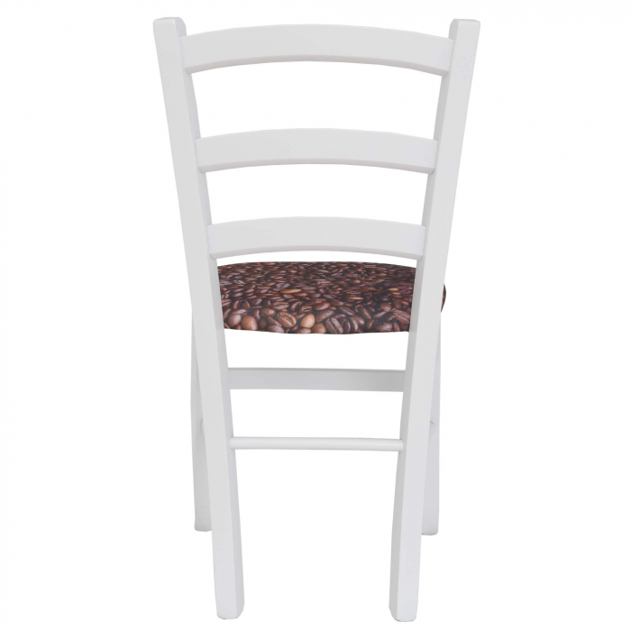 Scaun Paesana, cadru fag, culoare alb, material stofa print cafea [4]