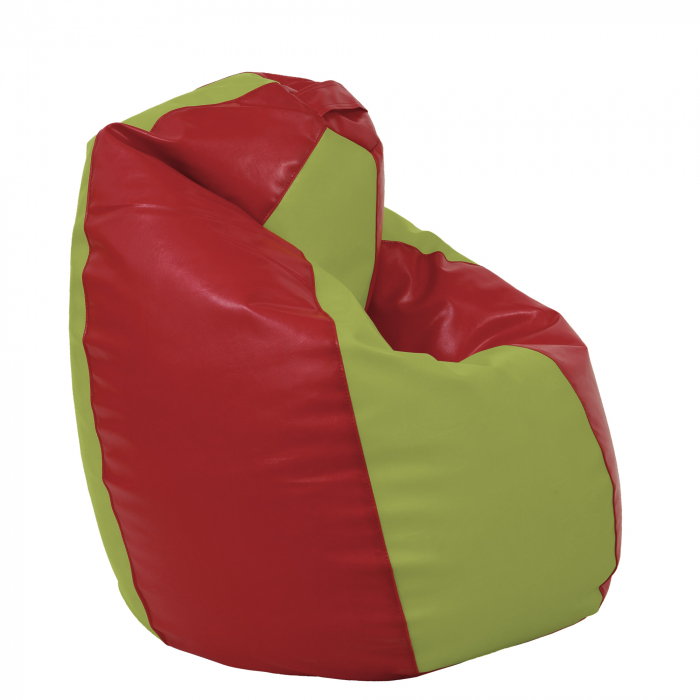 Mara - fotoliu puff - imitatie piele - rosu/verde [3]