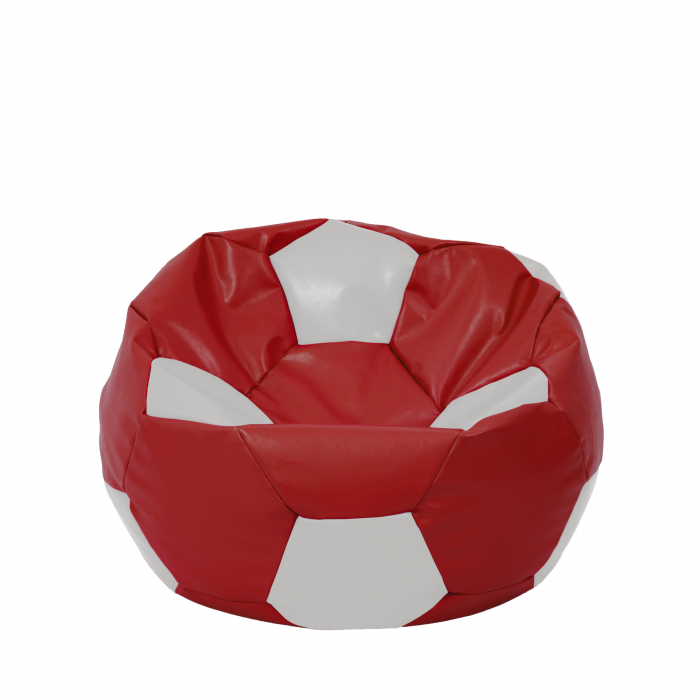 Mondo Ball - fotoliu puf - imitatie piele - rosu/alb [1]