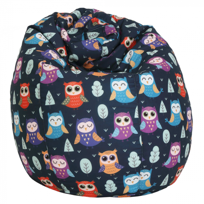 Mara - fotoliu puff - stofa print - bufnite [2]