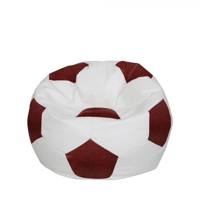 Mondo Ball - fotoliu puf - imitatie piele - alb/visiniu [1]