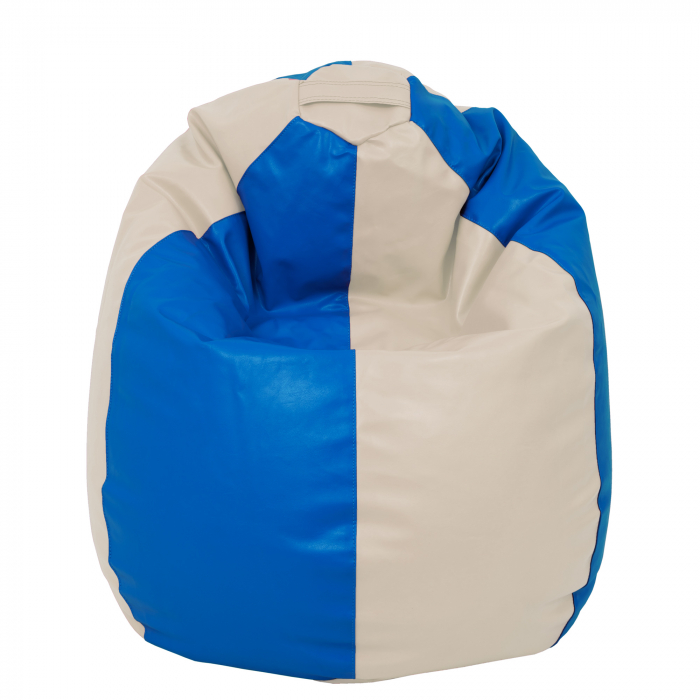 Mara - fotoliu puff - imitatie piele - crem/albastru [2]