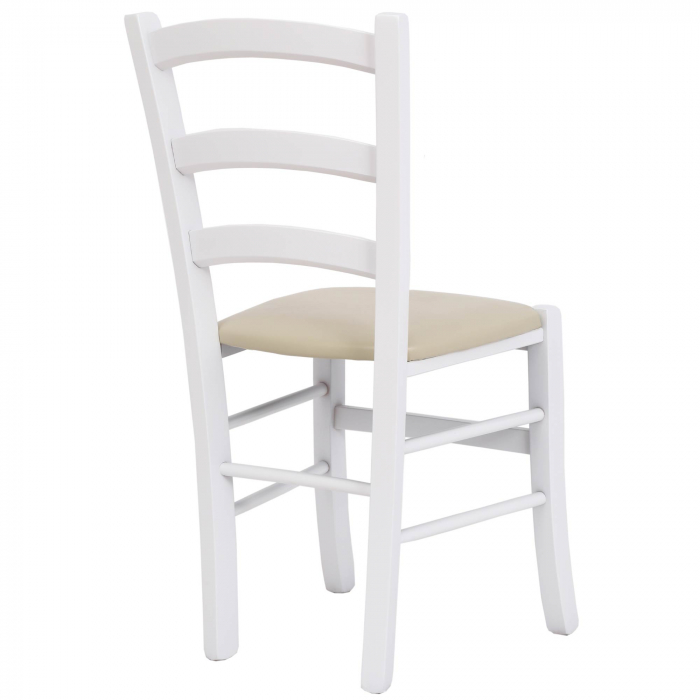 Scaun Paesana, cadru fag, culoare alb, material piele ecologica crem [2]
