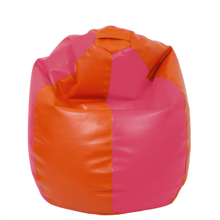 Mara - fotoliu puff - imitatie piele - portocaliu/roz [2]