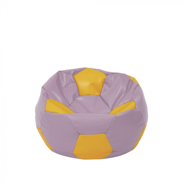 Baby Ball - fotoliu puf - imitatie piele mov/galben [1]