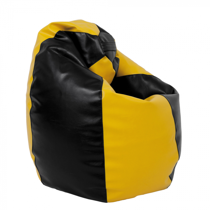 Mara - fotoliu puff - imitatie piele - negru/galben [3]