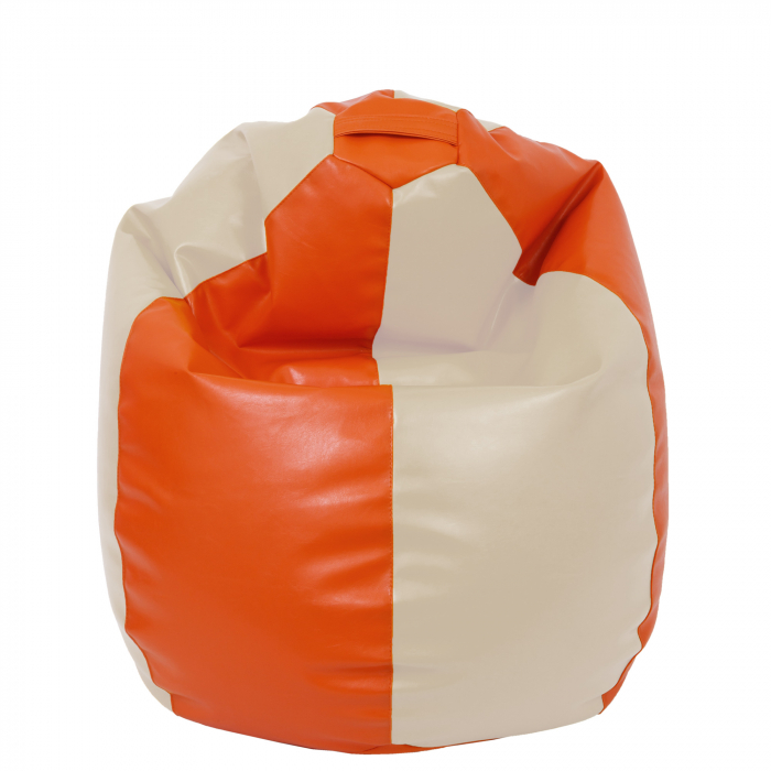 Mara - fotoliu puff - imitatie piele - portocaliu/crem [2]