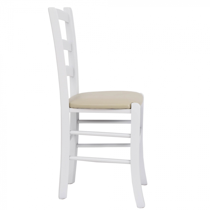 Scaun Paesana, cadru fag, culoare alb, material piele ecologica crem [3]