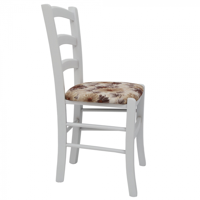 Scaun Paesana, cadru fag, culoare alb, material stofa print floral maro [3]