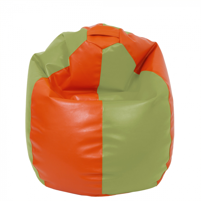 Mara - fotoliu puff - imitatie piele - portocaliu/verde [2]
