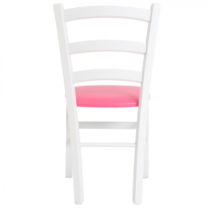Scaun Paesana, cadru fag, culoare alb, material piele ecologica roz [3]