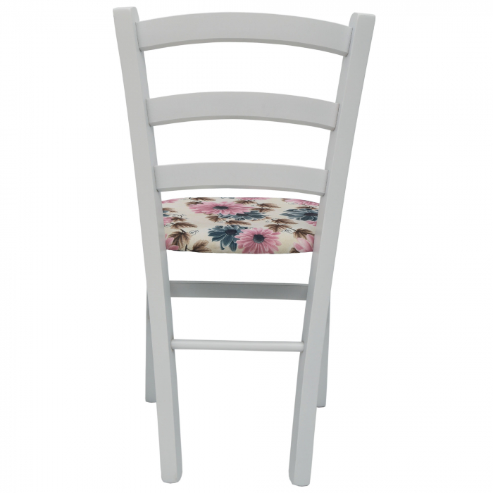 Scaun Paesana, cadru fag, culoare alb, material stofa print floral turcoaz [4]