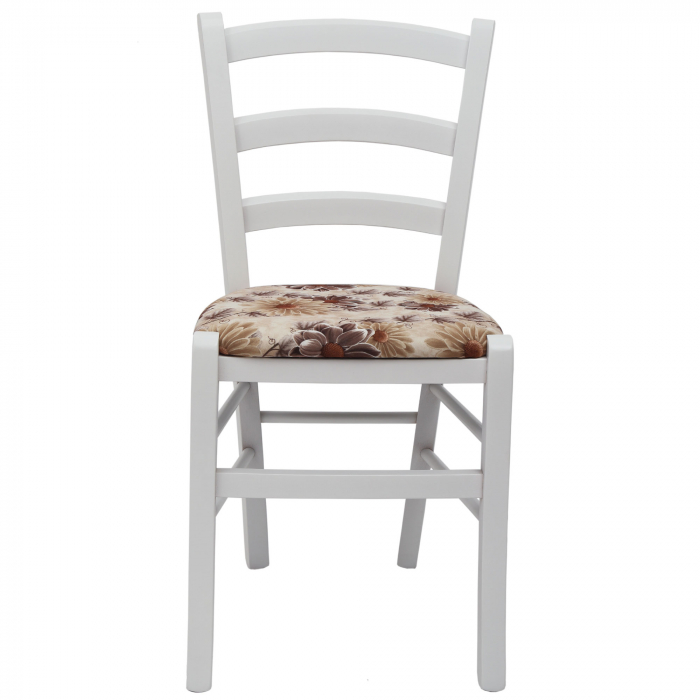 Scaun Paesana, cadru fag, culoare alb, material stofa print floral maro [2]