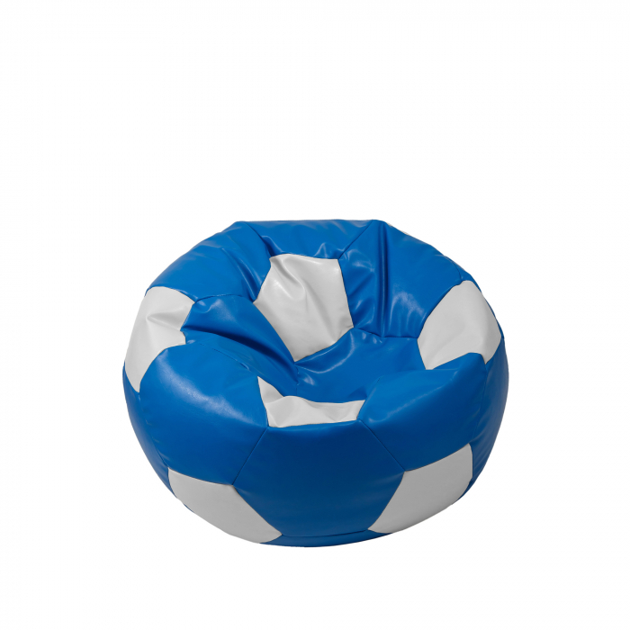 Baby Ball - fotoliu puf - imitatie piele albastru/alb [1]