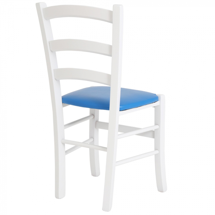 Scaun Paesana, cadru fag, culoare alb, material piele ecologica albastru [2]