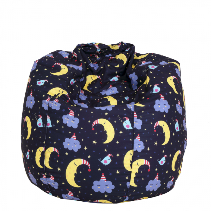 Mara - fotoliu puff - stofa print - luna si nori [3]