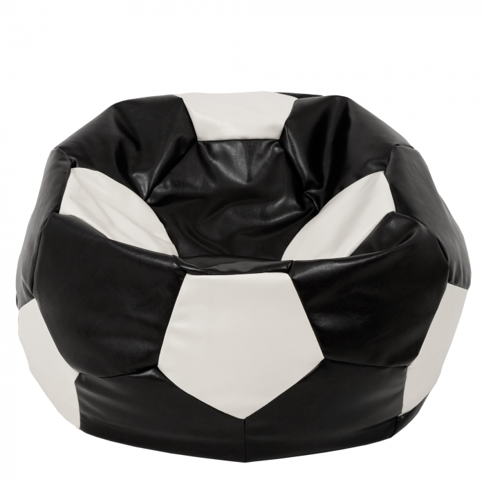 Mega Ball - fotoliu puf - imitatie piele negru/alb [1]