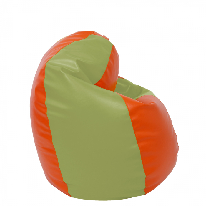 Mara - fotoliu puff - imitatie piele - portocaliu/verde [3]