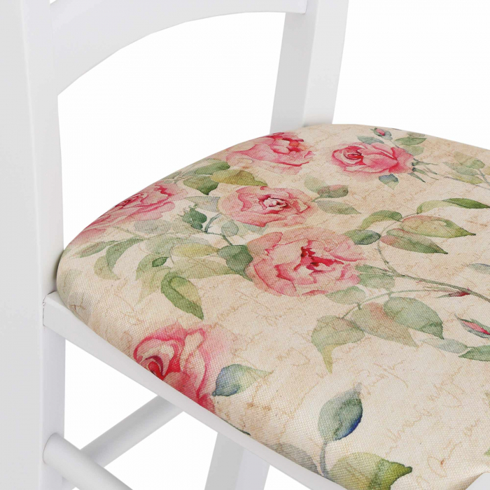 Scaun Paesana, cadru fag, culoare alb, material stofa print vintage [3]