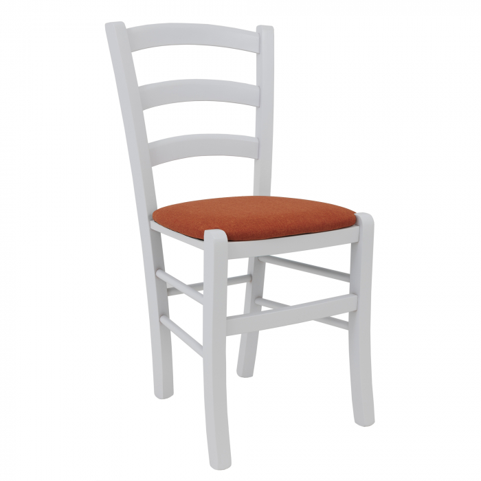 Scaun Paesana, cadru fag, culoare alb, material stofa S25 portocaliu [1]