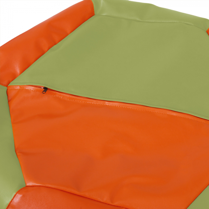 Mara - fotoliu puff - imitatie piele - portocaliu/verde [4]
