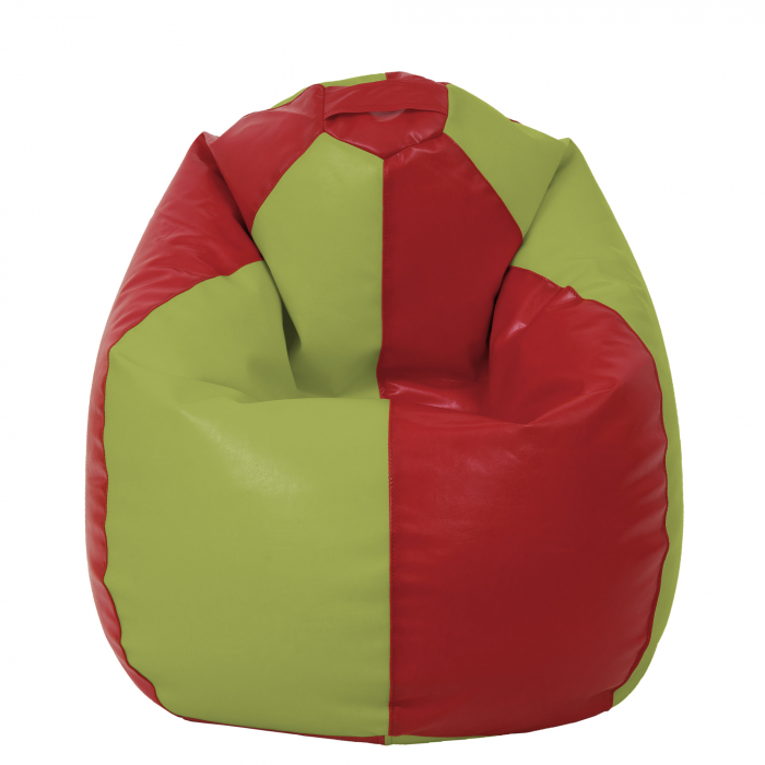 Mara - fotoliu puff - imitatie piele - rosu/verde [2]