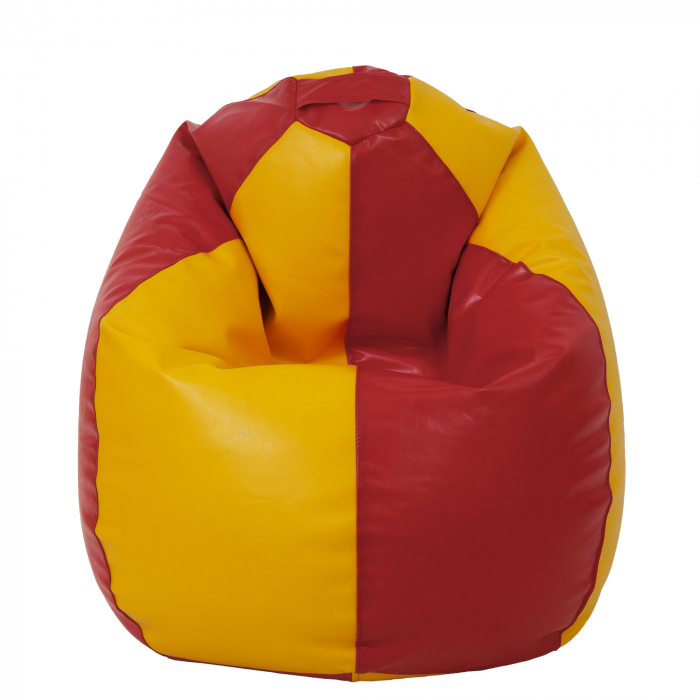 Mara - fotoliu puff - imitatie piele - rosu/galben [2]