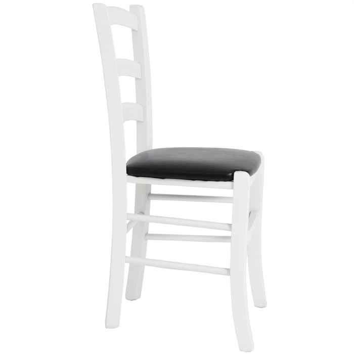 Scaun Paesana, cadru fag, culoare alb, material piele ecologica negru [2]