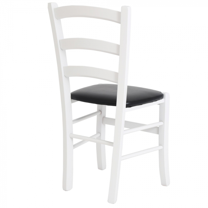 Scaun Paesana, cadru fag, culoare alb, material piele ecologica negru [3]