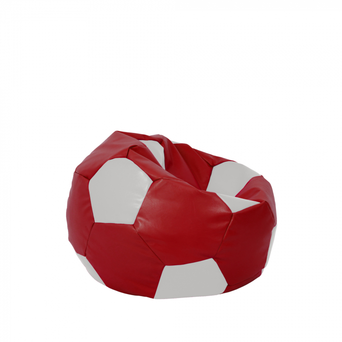 Baby Ball - fotoliu puf - imitatie piele rosu/alb [2]