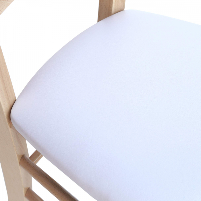 Scaun Paesana, cadru fag, material piele ecologica alb [3]