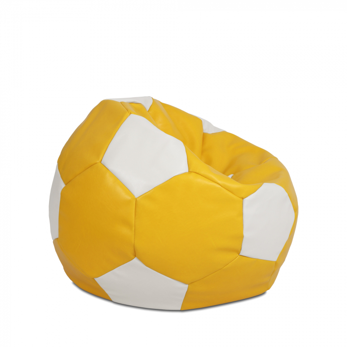 Mondo Ball - fotoliu puf - imitatie piele - galben/alb [2]