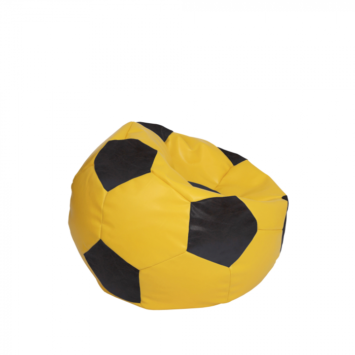 Baby Ball - fotoliu puf - imitatie piele galben/wenge [2]