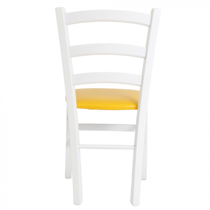 Scaun Paesana, cadru fag, culoare alb, material piele ecologica galben [4]
