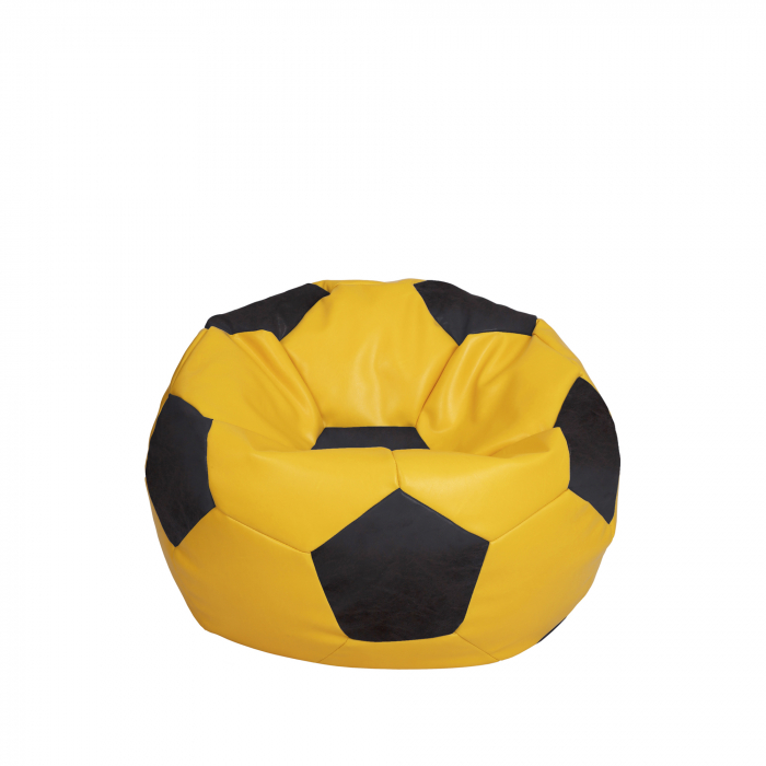 Baby Ball - fotoliu puf - imitatie piele galben/wenge [1]