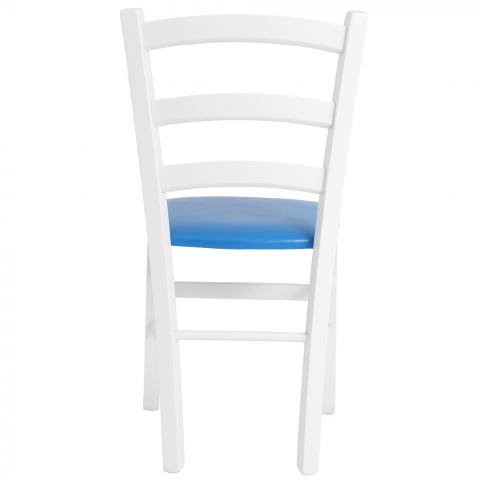 Scaun Paesana, cadru fag, culoare alb, material piele ecologica albastru [3]
