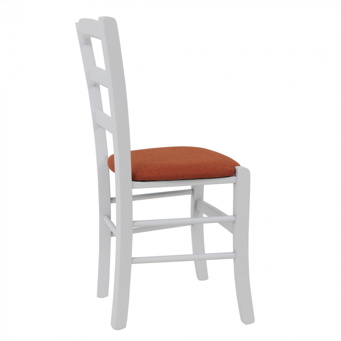 Scaun Paesana, cadru fag, culoare alb, material stofa S25 portocaliu [3]