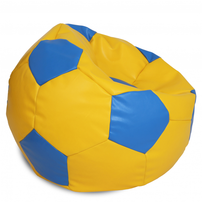 Mega Ball - fotoliu puf - imitatie piele galben/albastru [2]