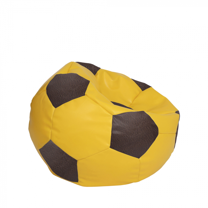 Mondo Ball - fotoliu puf - imitatie piele - galben/maro [2]