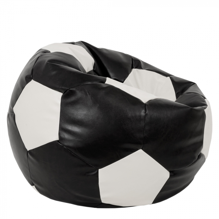 Mega Ball - fotoliu puf - imitatie piele negru/alb [2]