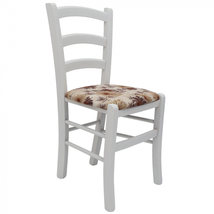 Scaun Paesana, cadru fag, culoare alb, material stofa print floral maro [1]