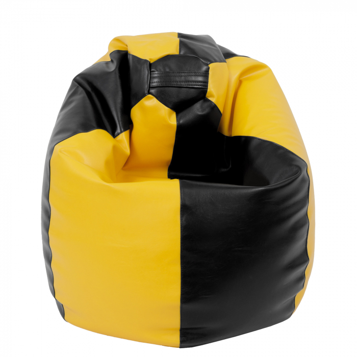 Mara - fotoliu puff - imitatie piele - negru/galben [2]