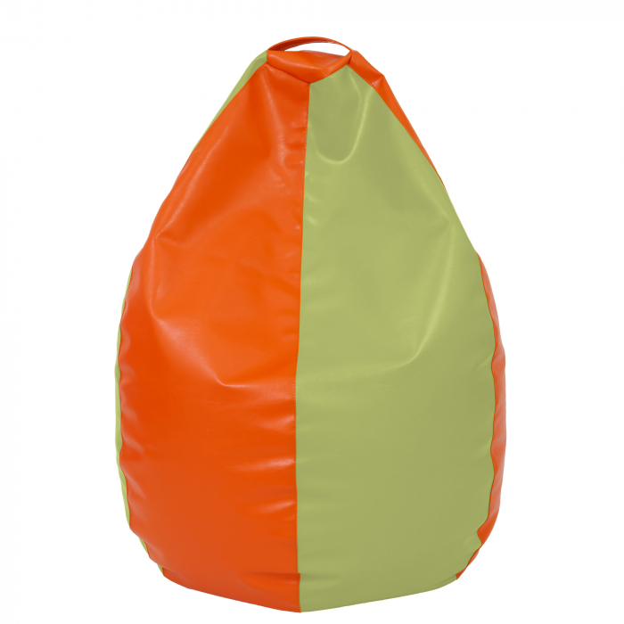 Mara - fotoliu puff - imitatie piele - portocaliu/verde [1]