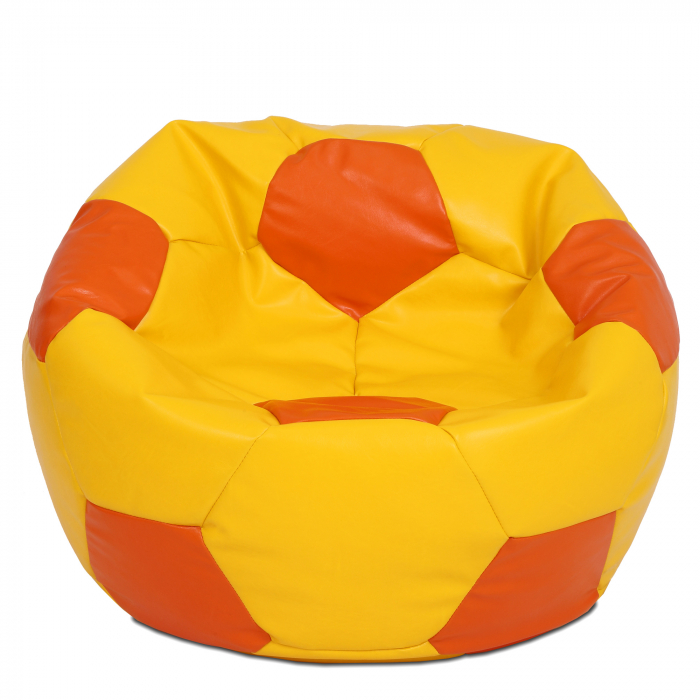 Mega Ball - fotoliu puf - imitatie piele galben/portocaliu [1]