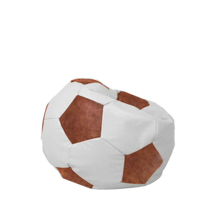 Baby Ball - fotoliu puf - imitatie piele alb/cognac [2]