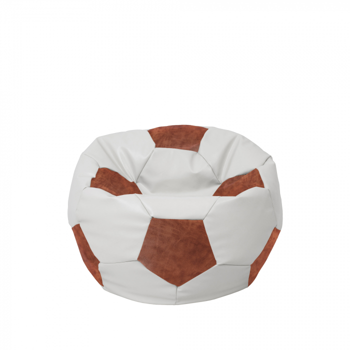 Baby Ball - fotoliu puf - imitatie piele alb/cognac [1]